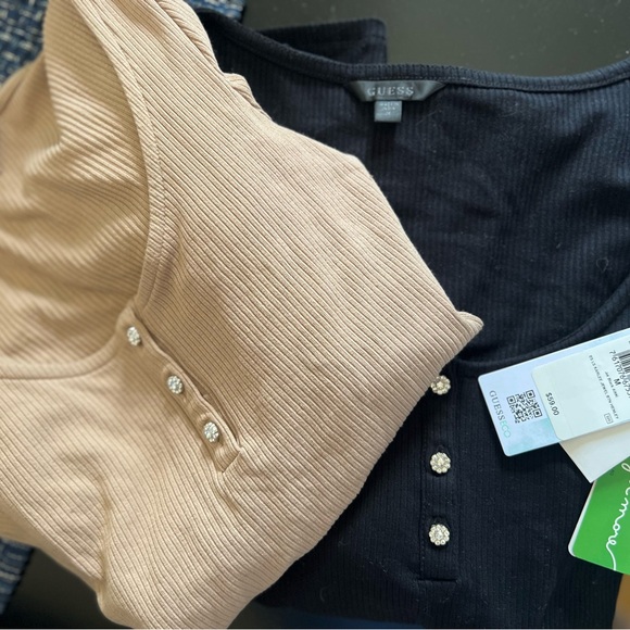 Guess Karlee jewel long sleeve Henley ribbed LIGHT RUM - Picture 8 of 8